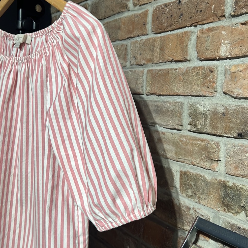 Loft pink and white striped top